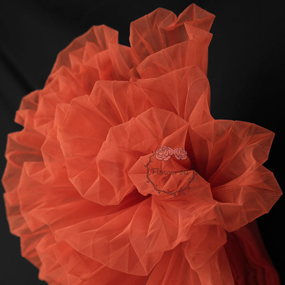 Bouquet en tissu plissé Honey Love Orange Rouge