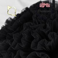 Black Great Pleated  Organza Crinkle Fabric 6324