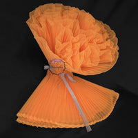 Orange Great Pleated Organza Crinkle Fabric 6324