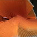 Gradient Orange Pleated Organza Crinkle Fabric With Rigid And Wide Trim Stage Handmade Dress Designer Fabrics