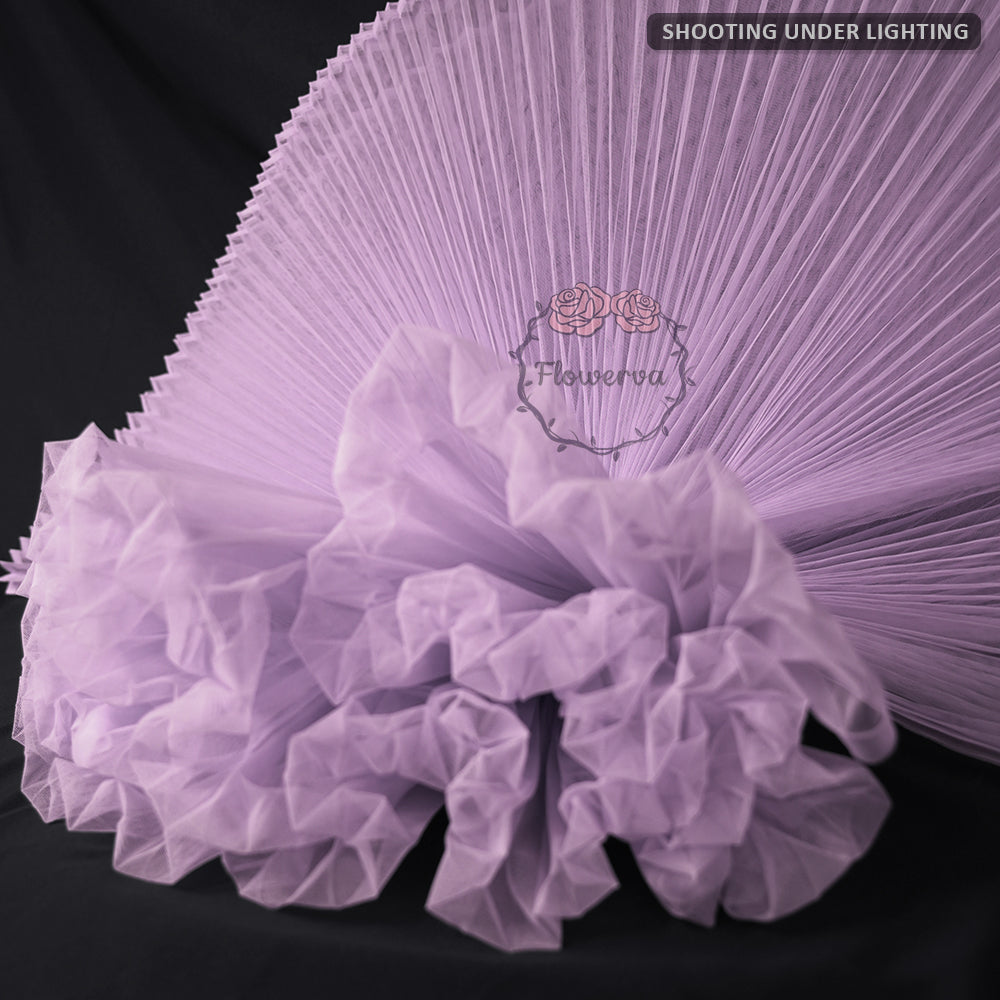 Grand tissu froissé en organza plissé violet clair 6324