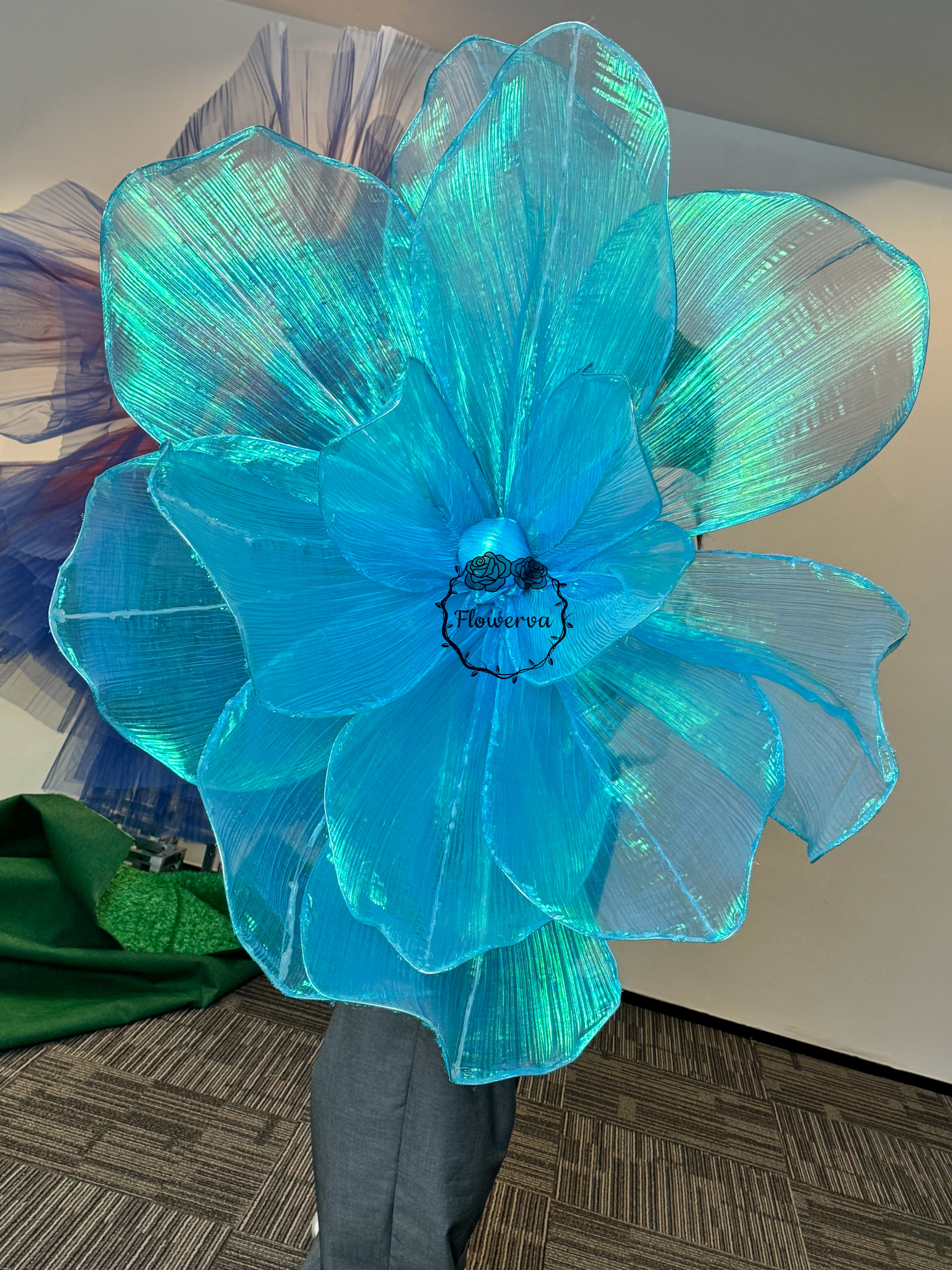 Flowerva Phantom Light Blue Handmade DIY Organza Decorate Flower