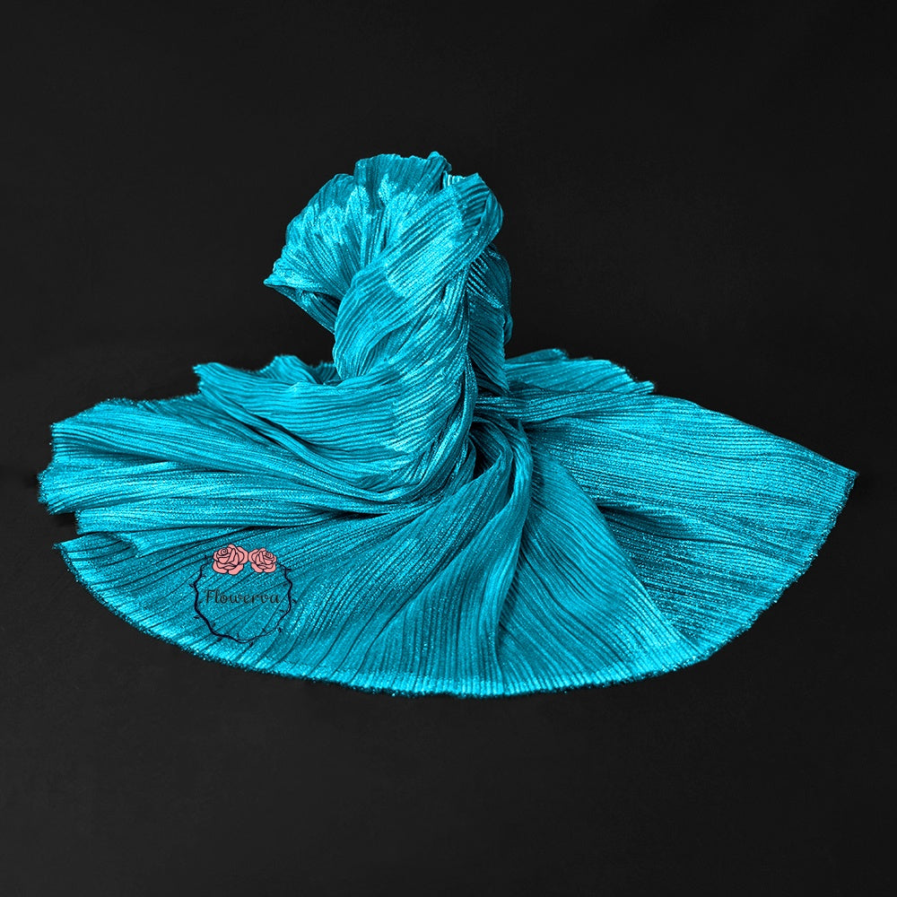 Tissu plissé à Texture de fil de perle bleu paon, décoration de scène de Style mariage
