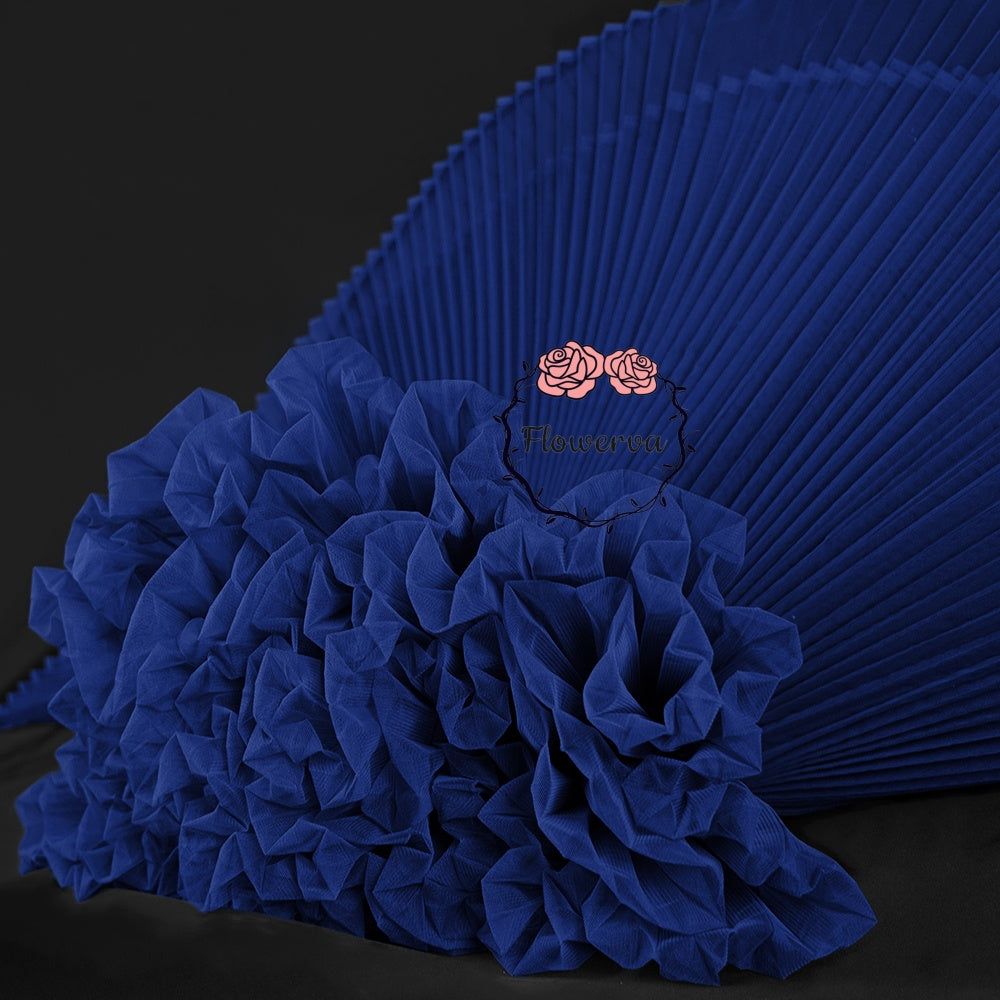 Grand tissu froissé en organza plissé bleu royal 6324