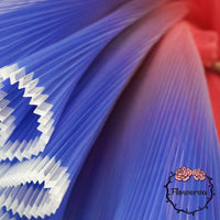 Gradient Red And Blue Pleated Organza Crinkle Fabric With Rigid And Wide Trim Stage Handmade Dress Designer Fabrics