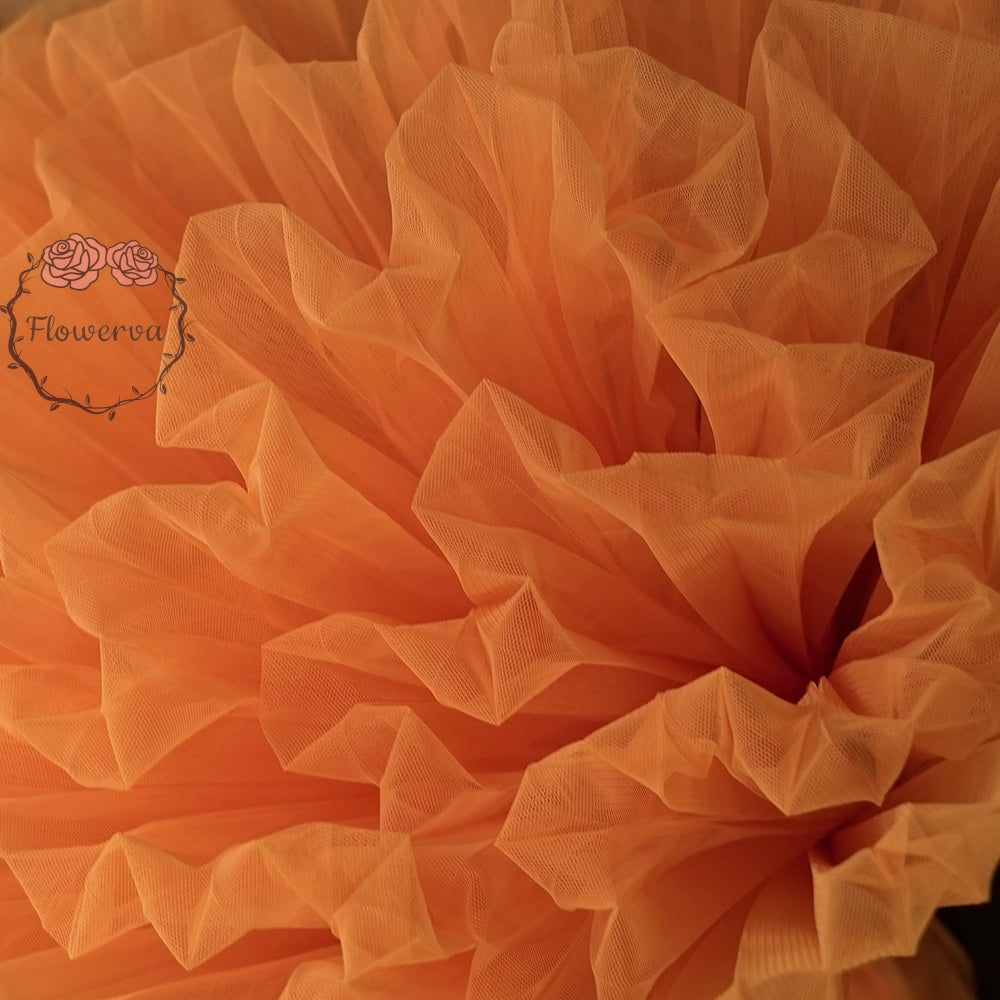 Bouquet en tissu plissé orange vif