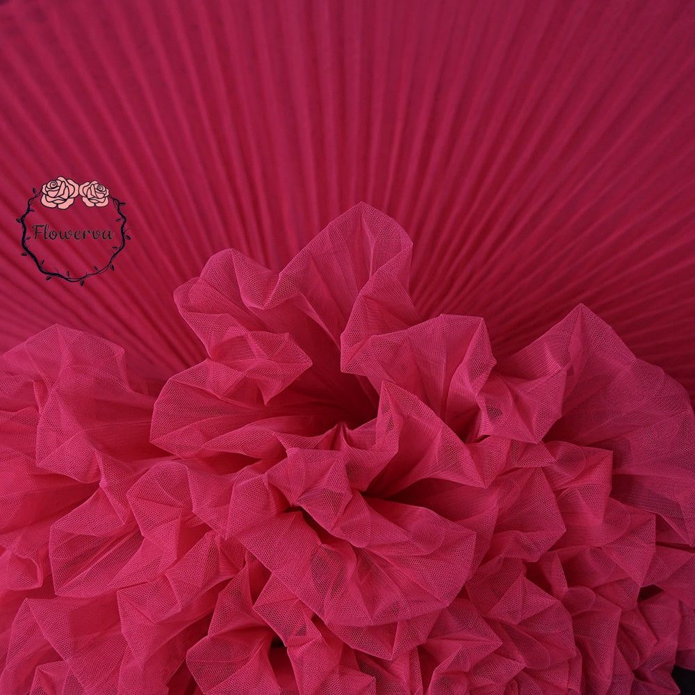 Bouquet En Tissu Plissé Rose Rouge