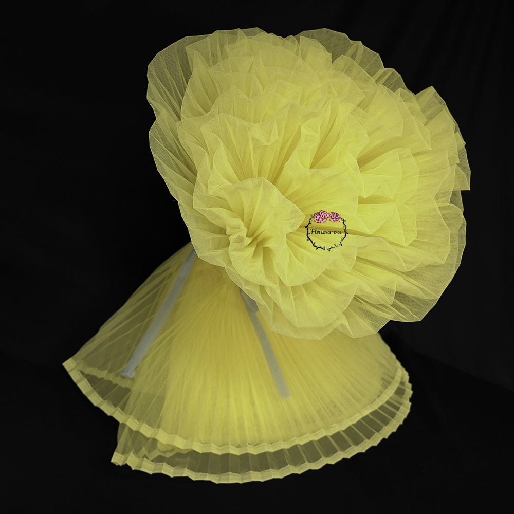 Bouquet de tissu plissé jaune vif et accrocheur