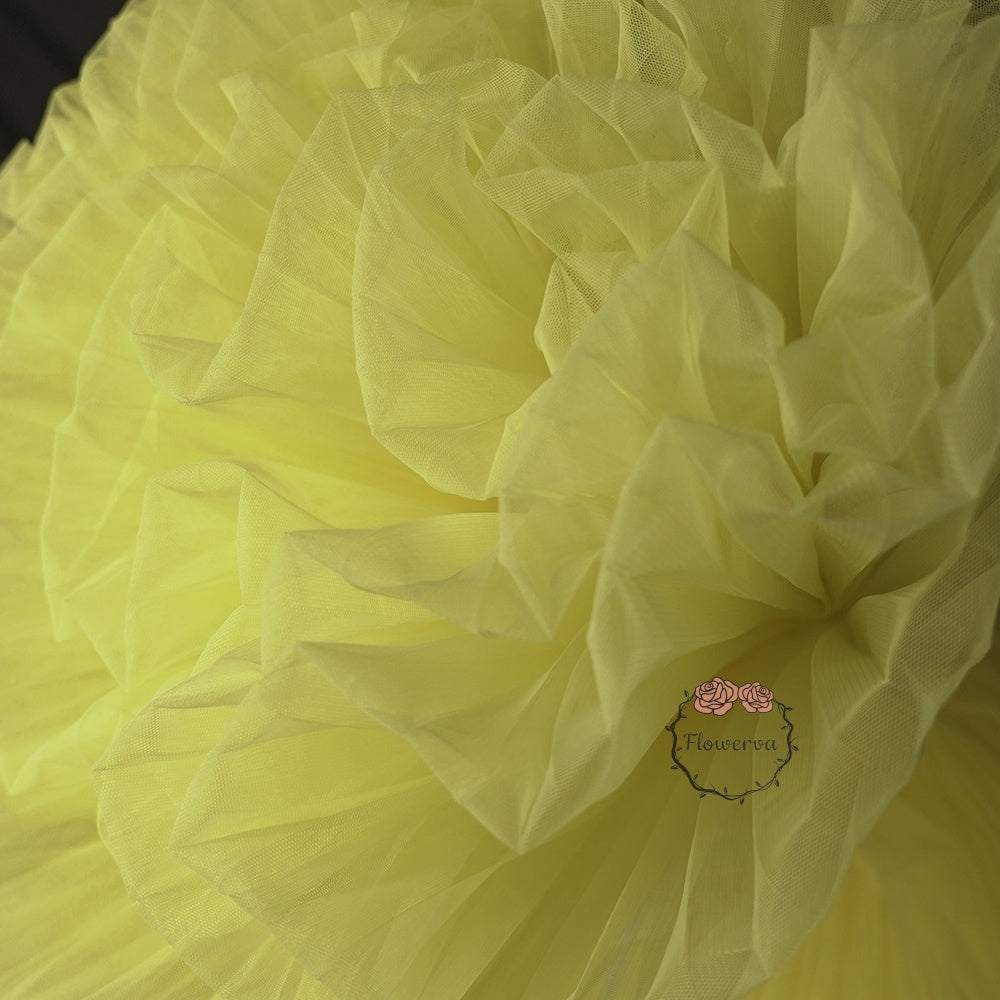 Bright Yellow Great Great Organ Pleated Organza Crinkle Fabric 6324