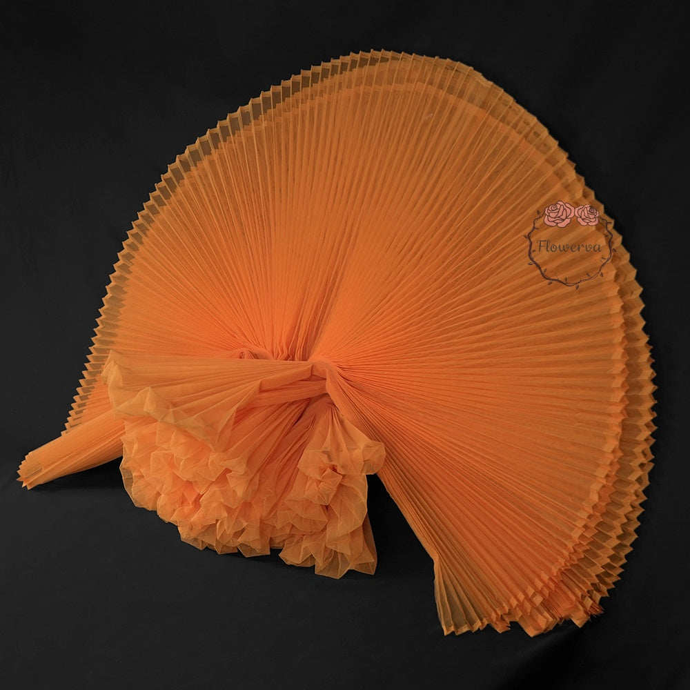 Grand tissu froissé en organza plissé orange 6324