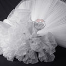 Bouquet de tissu plissé en organza blanc pur