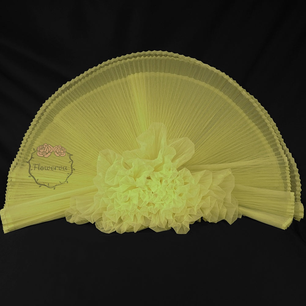 Bright Yellow Great Great Organ Pleated Organza Crinkle Fabric 6324