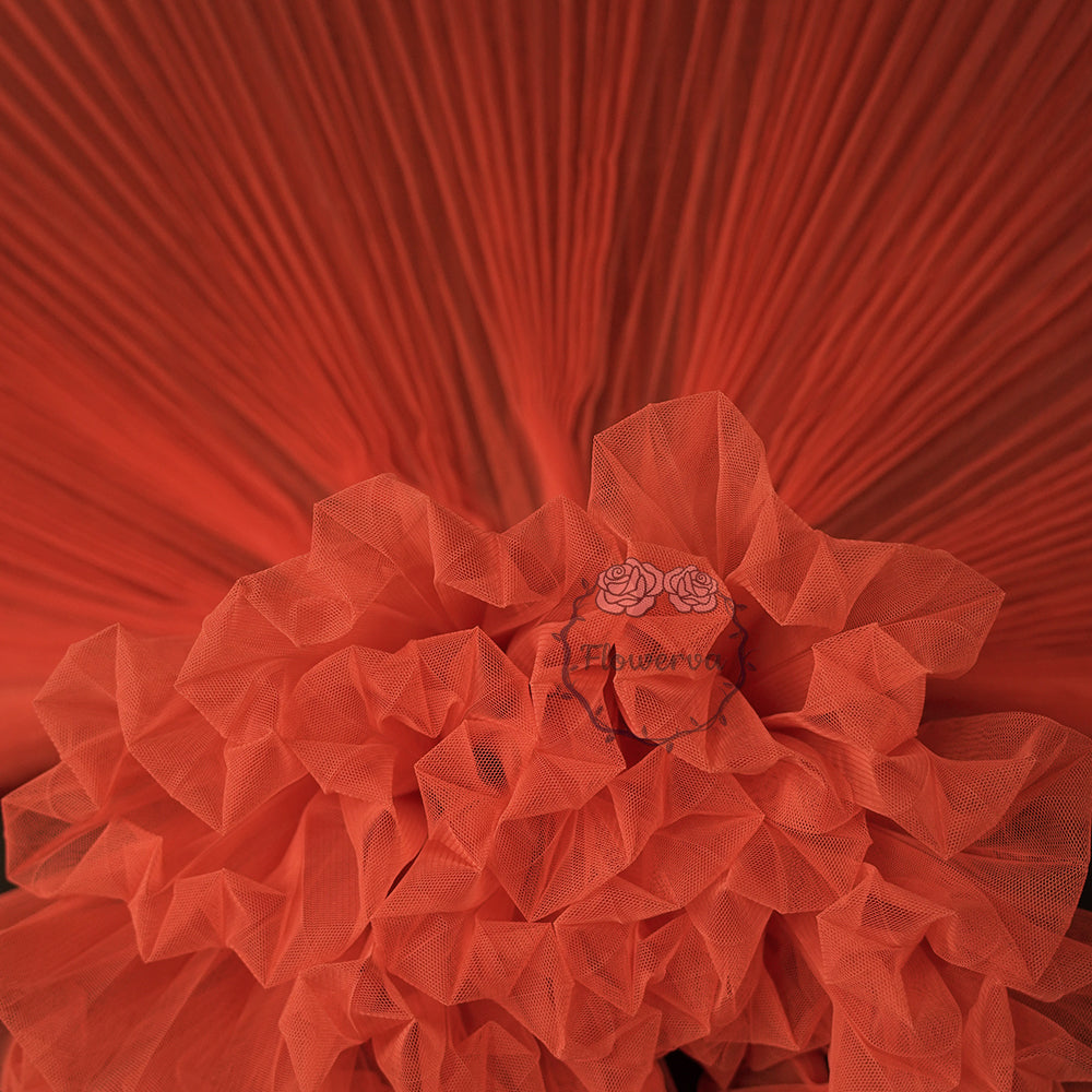 Honey Love Orange Red Pleated Fabric Bouquet