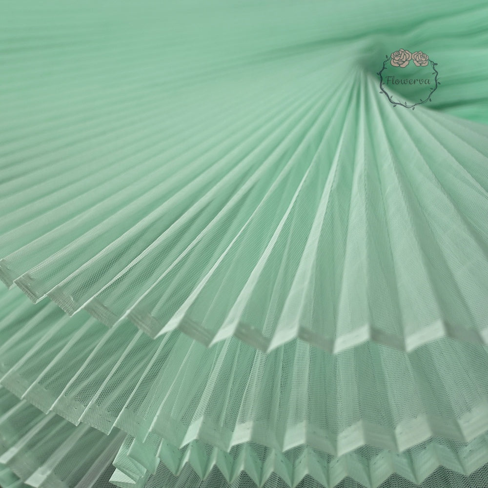 Tissu froissé en organza plissé vert aqua 6324