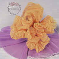 Gradient Yellow And Purple Pleated Organza Crinkle Fabric With Rigid And Wide Trim Stage Handmade Dress Designer Fabrics