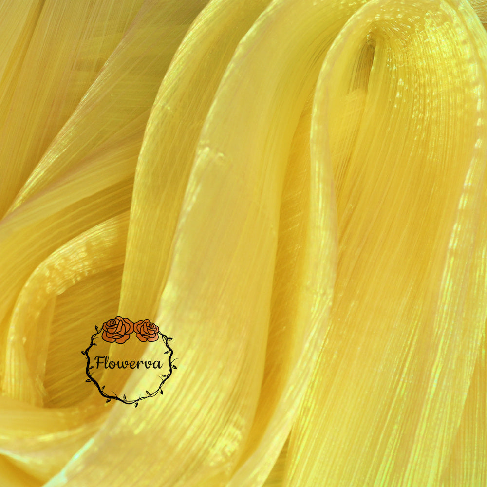 Tissu Organza plissé à Texture sirène jaune, décoration de mariage, conception de robe de mariée