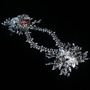 Flowerva Vintage Alloy Flower Double Row Diamond Bridal Wedding Hairband