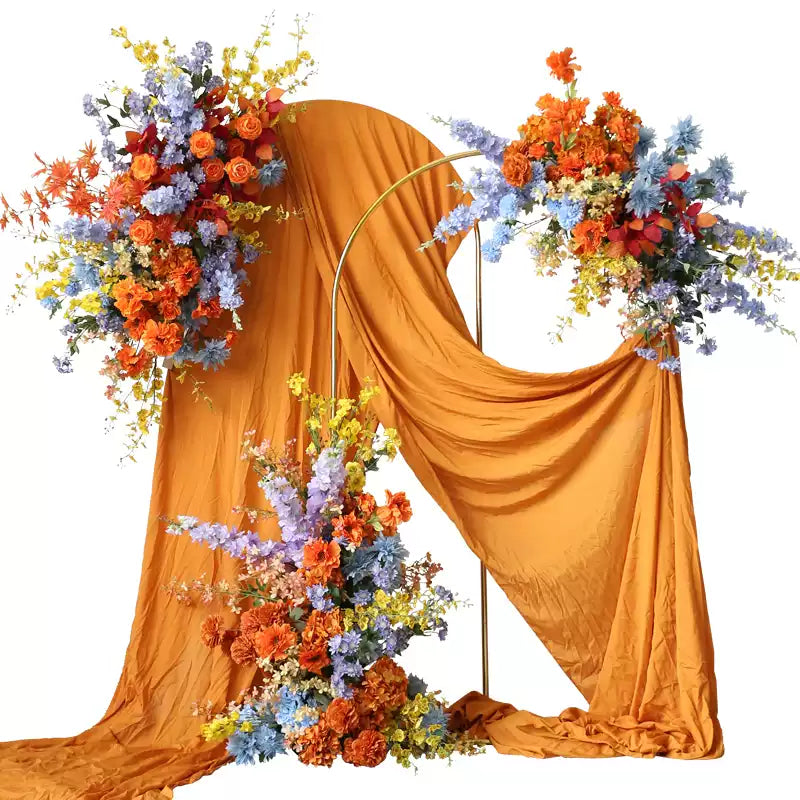 Flowerva Orange Premade-Flower Wedding&Proposal Stage Background Arrangement Set Decoration