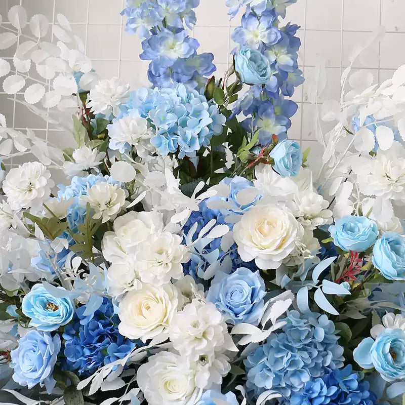 Flowerva Blue Wedding Event Simulation Floral Arch Flower Platform Pillar Flower Pile Props