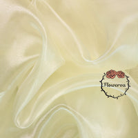 Flowerva Light Champagne Yellow Silk Organza Thin Soft Wedding Decoration Dress Design Fabric