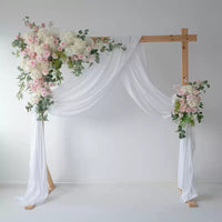 Flowerva Pure Pink White Simulation Rose Art European Wooden Frame Arch Wedding Stage Activity Background Decoration Props