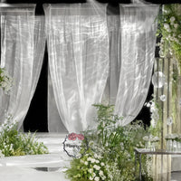 Flowerva – tissu Organza en soie Transparent, blanc, fin et doux, Design pour robe de mariée, décoration de mariage 