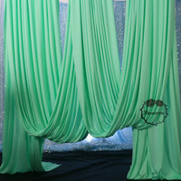 Draperie élastique en soie vert menthe, décoration de scène de mariage #378