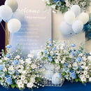 Flowerva Fresh Blue and White Simulated Floral Arrangement Wedding&Event&Party Background Stage Decoration