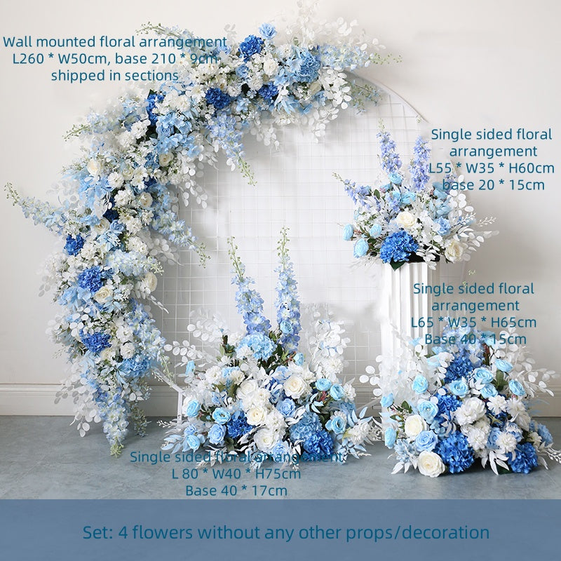 Flowerva Blue Wedding Event Simulation Floral Arch Flower Platform Pillar Flower Pile Props