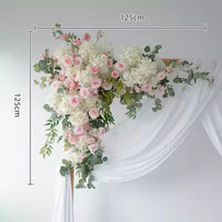 Flowerva Pure Pink White Simulation Rose Art European Wooden Frame Arch Wedding Stage Activity Background Decoration Props