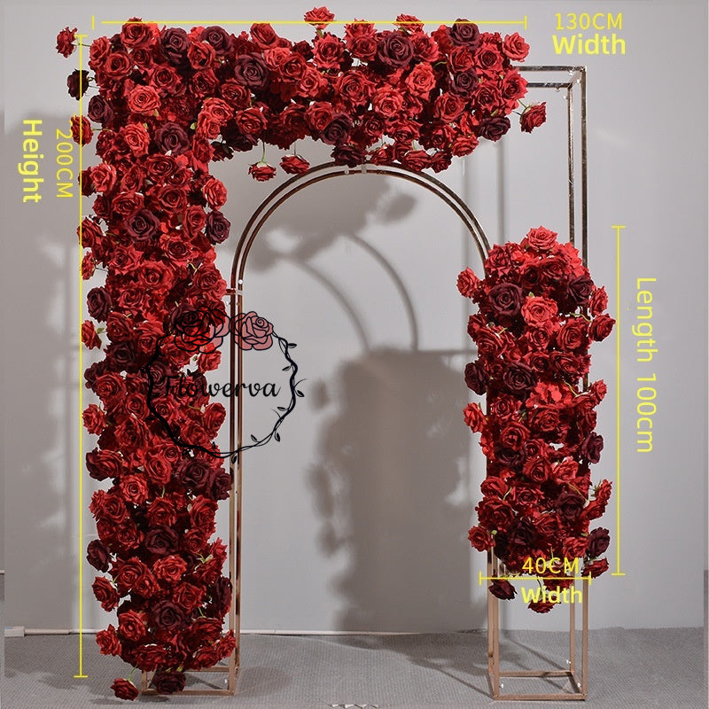 Flowerva Dark Red Series Simulated Floral Art Wedding&Party Stage Arrangement