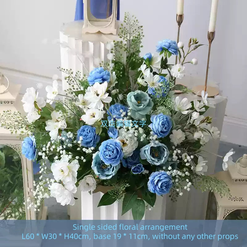 Flowerva Fresh Blue and White Simulated Floral Arrangement Wedding&Event&Party Background Stage Decoration