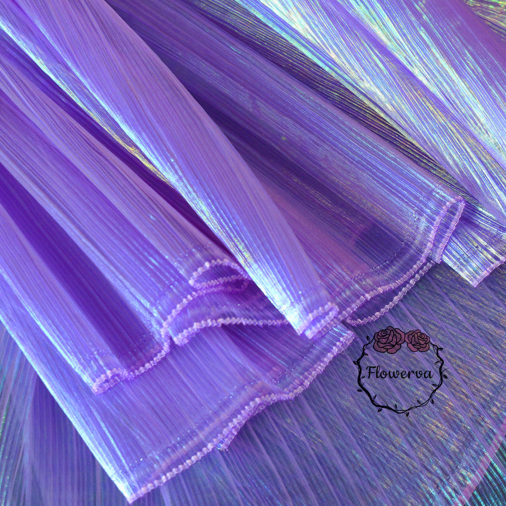 Tissu Organza plissé à Texture sirène violet foncé, décoration de mariage, conception de robe de mariée