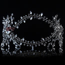 Flowerva Vintage Alloy Flower Double Row Diamond Bridal Wedding Hairband