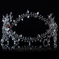 Flowerva Vintage Alloy Flower Double Row Diamond Bridal Wedding Hairband