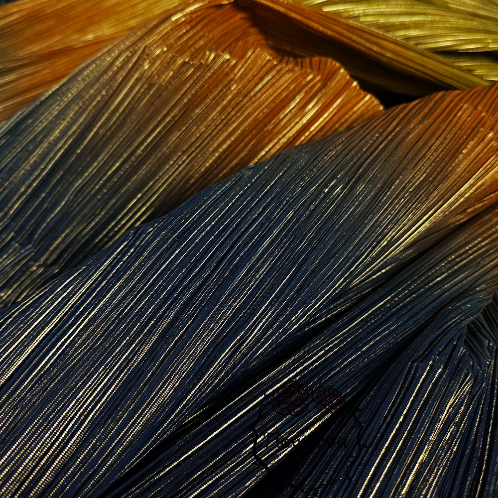 Tissu à Texture plissée et dégradé, jaune, Orange, bleu, or chaud, estampage, décoration de mariage