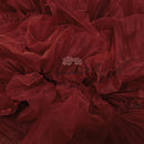 Wine Red Pleated Fabric Large Bouquet Design
