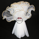 Flowerva Yellow Lace White fabric Wavy Yarn Bouquet Packaging Organza