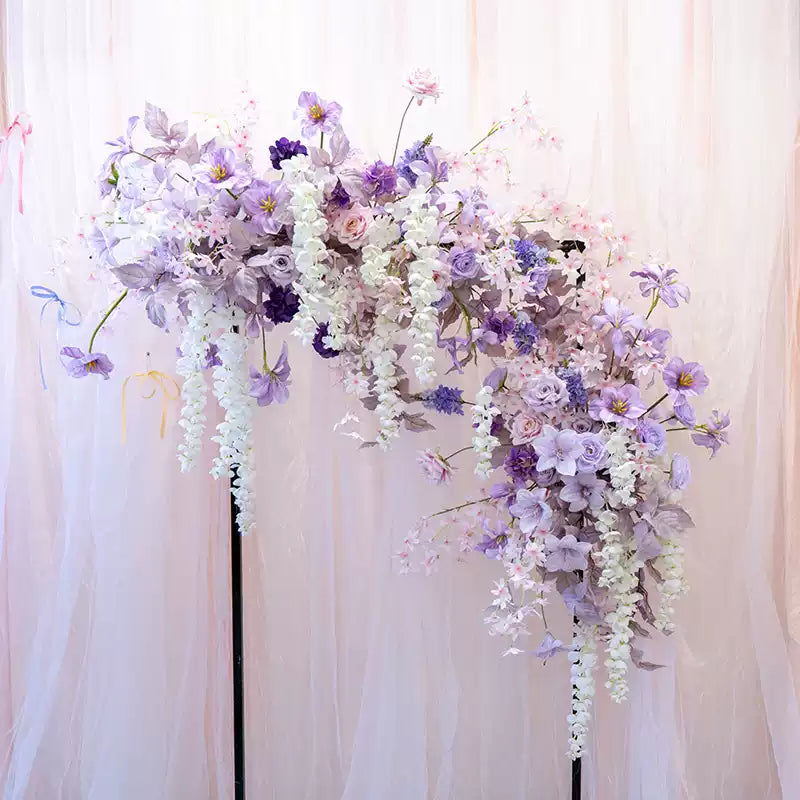 Flowerva Purple Style European Style Arch Simulation Flower Arrangement Wedding Event Party Background Decoration