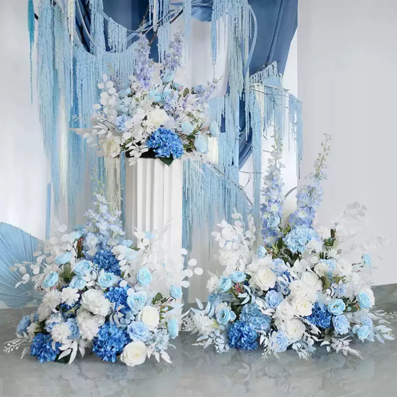 Flowerva Blue Wedding Event Simulation Floral Arch Flower Platform Pillar Flower Pile Props