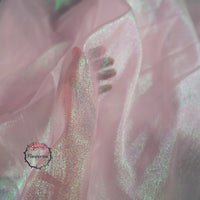 Flowerva Crystal Shining Organza Pearl Pink Wedding Dress /Decoration Design Fabric