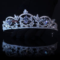 Flowerva High-Grade Crystal Heart Bride Wedding Crown Headband