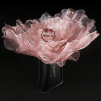 Flowerva DIY Bean Paste Pink Peony Crystal Silk Organza Fabric Table Flower/Wedding Decoration