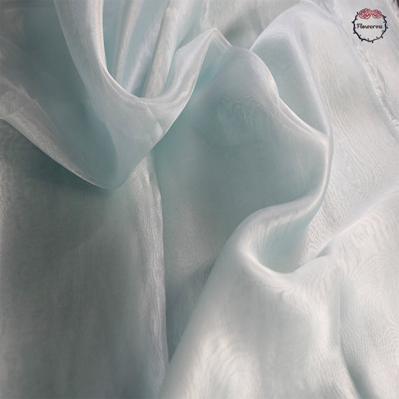 Flowerva – tissu Organza en soie Transparent, blanc, fin et doux, Design pour robe de mariée, décoration de mariage 