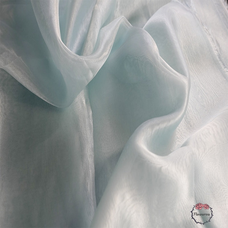 Flowerva – tissu en Organza de soie bleu, fin et doux, pour décoration de mariage, conception de robe 