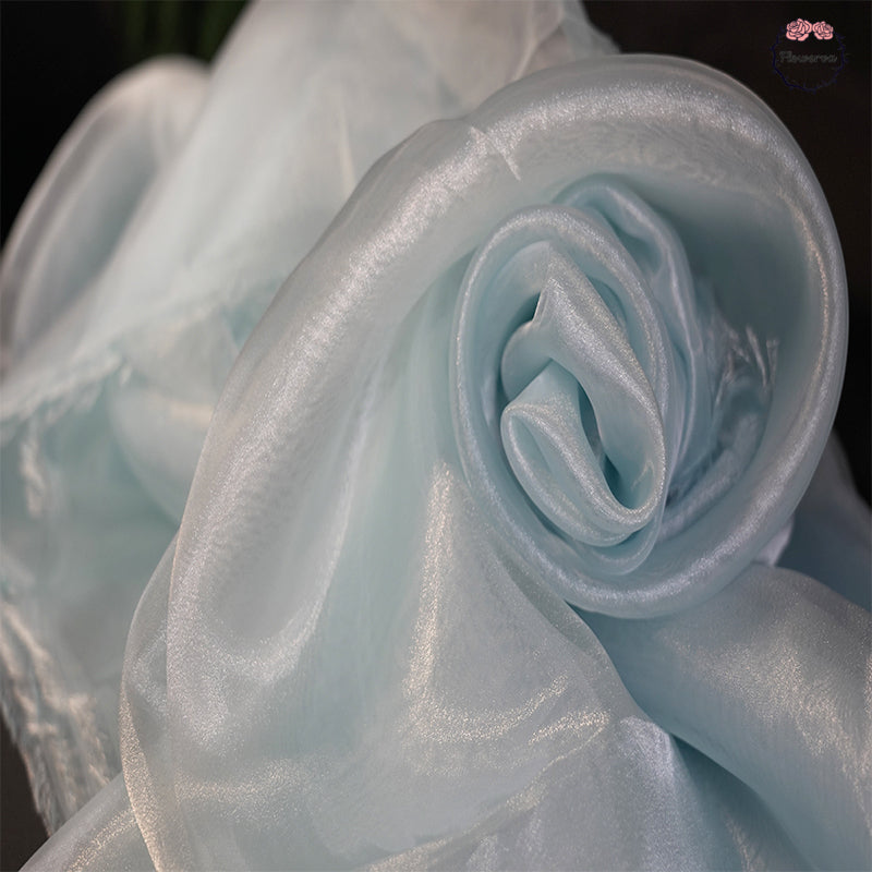 Flowerva – tissu Organza en soie Transparent, blanc, fin et doux, Design pour robe de mariée, décoration de mariage 