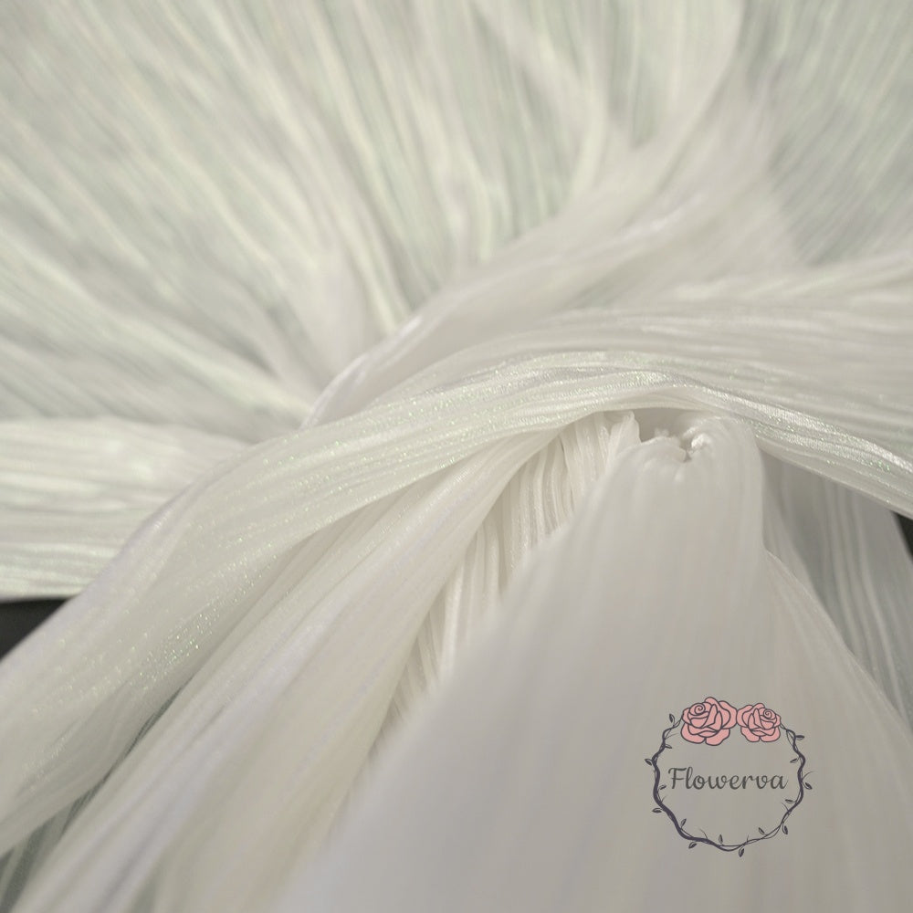 Tissu lumineux froissé à Texture de fil blanc nacré, décoration de scène de Style mariage, tissu Floral