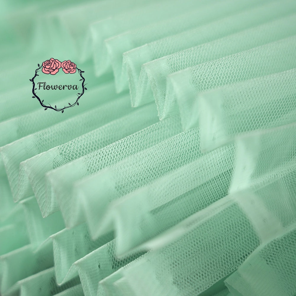 Aqua Green Great Pleated Organza Crinkle Fabric 6324