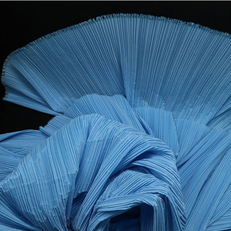 Light Blue Flowerva Pleated Decoration Printmaking Fabric