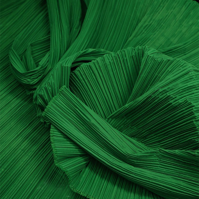 Grass Green Flowerva Pleated Decoration Printmaking Fabric